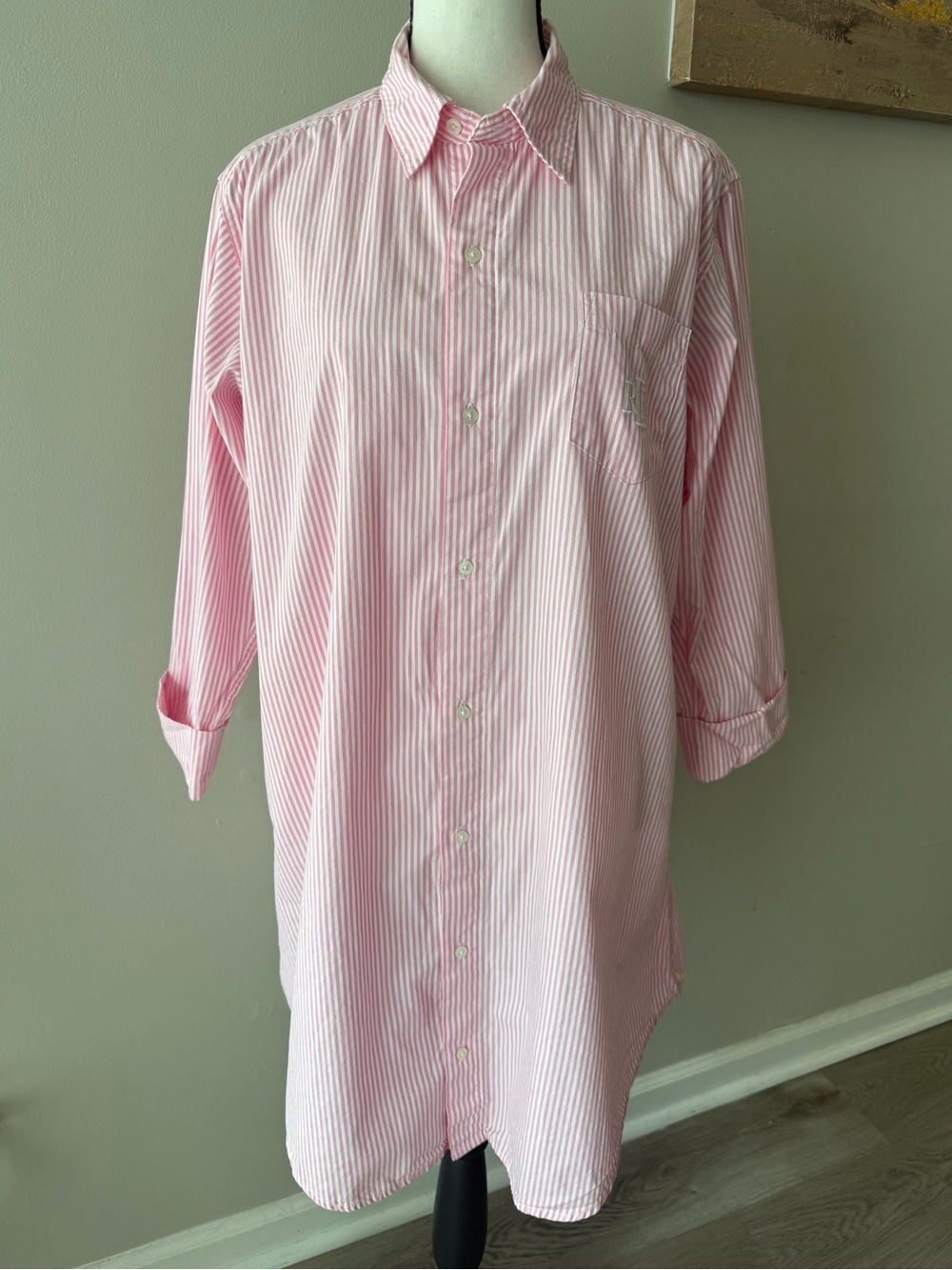 Lauren Ralph Lauren Heritage Essentials Woven Sleep Shirt Size M 100% Cotton - Picture 15 of 15